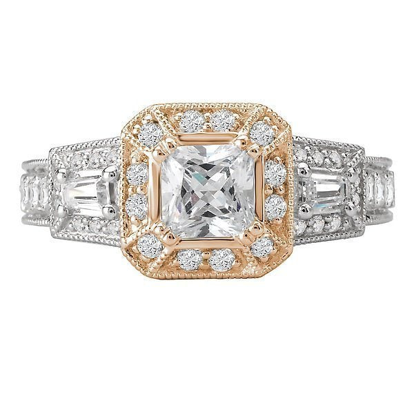 18KT 1/2 CTW Diamond Square Halo Vintage Setting for 1 CT Princess 4 / Rose and White,4 / White,4.5 / Rose and White,4.5 / White,5 / Rose and White,5 / White,5.5 / Rose and White,5.5 / White,6 / Rose and White,6 / White,6.5 / Rose and White,6.5 / White,7 / Rose and White,7 / White,7.5 / Rose and White,7.5 / White,8 / Rose and White,8 / White,8.5 / Rose and White,8.5 / White,9 / Rose and White,9 / White