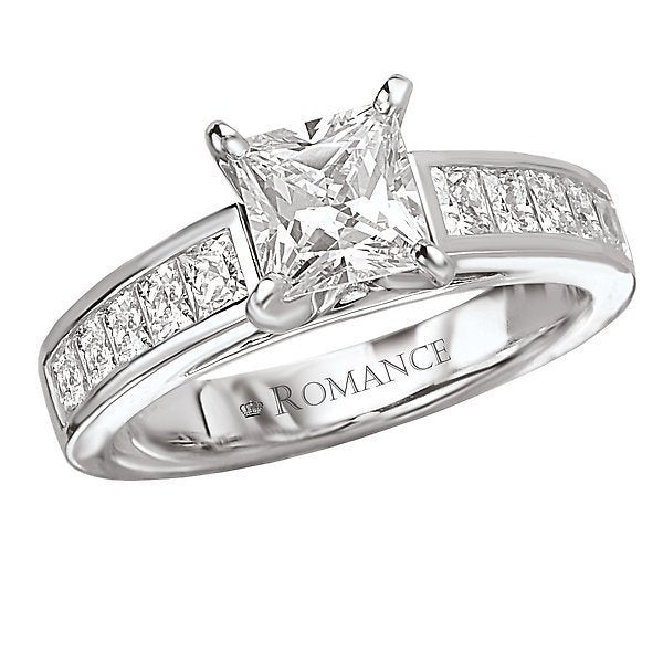 18KT White Gold 1 CTW Diamond Channel Set Setting for 1 CT Princess 4,4.5,5,5.5,6,6.5,7,7.5,8,8.5,9