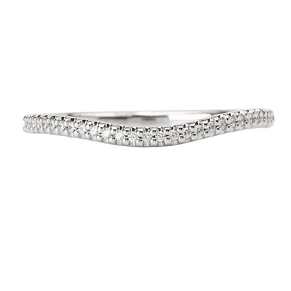 18KT White Gold .08 CTW Diamond Curved Band 4,4.5,5,5.5,6,6.5,7,7.5,8,8.5,9