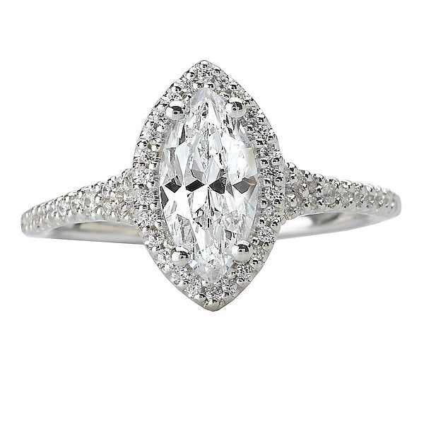 18KT WHITE GOLD 1/5 CTW DIAMOND MARQUISE HALO "Y" SHANK SETTING FOR 1 CARAT 4,4.5,5,5.5,6,6.5,7,7.5,8,8.5,9