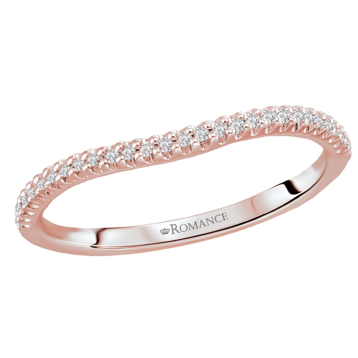 14KT Gold 1/6 CTW Diamond Curved 21 Stone Band Rose / 4,Rose / 4.5,Rose / 5,Rose / 5.5,Rose / 6,Rose / 6.5,Rose / 7,Rose / 7.5,Rose / 8,Rose / 8.5,Rose / 9