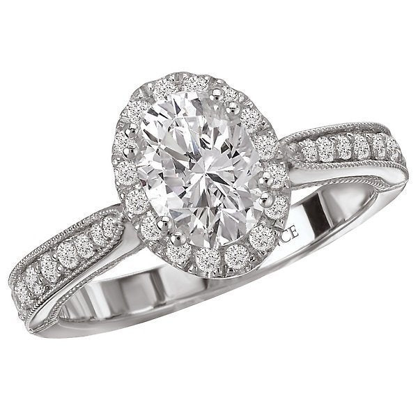 18KT WHITE GOLD 1/3 CTW DIAMOND OVAL HALO SETTING FOR 3/4-1 CT OVAL 4,4.5,5,5.5,6,6.5,7,7.5,8,8.5,9