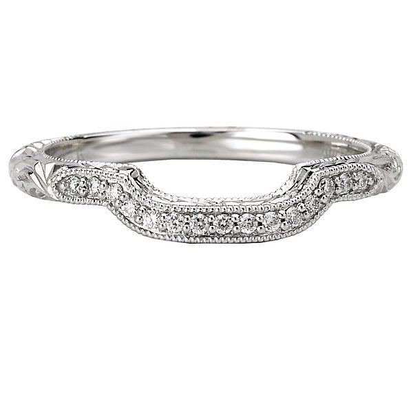 18KT Gold .08 CTW Diamond Engraved Milgrain Wedding Band 4,4.5,5,5.5,6,6.5,7,7.5,8,8.5,9