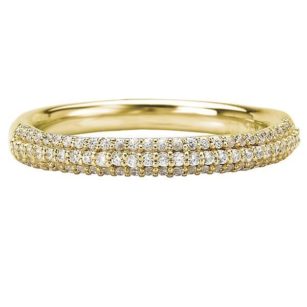 18KT Yellow Gold 1/4 CTW Round Diamond Triple Row Band 4,4.5,5,5.5,6,6.5,7,7.5,8,8.5,9