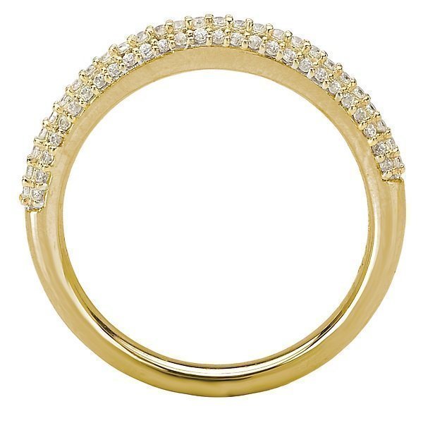 18KT Yellow Gold 1/4 CTW Round Diamond Triple Row Band 4,4.5,5,5.5,6,6.5,7,7.5,8,8.5,9