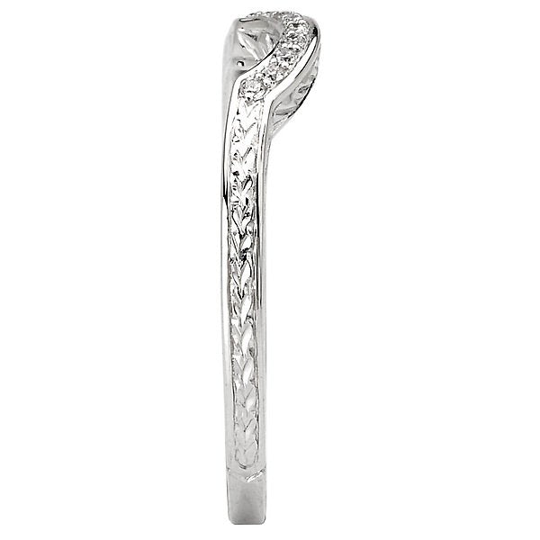 18KT White Gold 1/20 CTW Diamond Engraved Curve Band 4,4.5,5,5.5,6,6.5,7,7.5,8,8.5,9