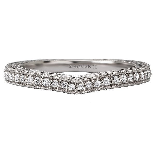 18KT 1/3 CTW Diamond Curved Milgrain Band With Side Stones 4,4.5,5,5.5,6,6.5,7,7.5,8,8.5,9