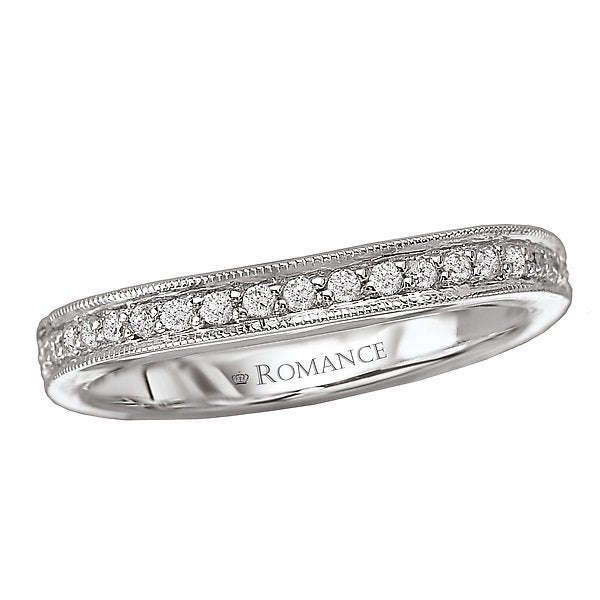 18KT White Gold 1/5 CTW Diamond 19 Stone Milgrain Band 4,4.5,5,5.5,6,6.5,7,7.5,8,8.5,9