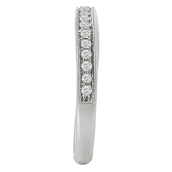 18KT White Gold 1/5 CTW Diamond 19 Stone Milgrain Band 4,4.5,5,5.5,6,6.5,7,7.5,8,8.5,9