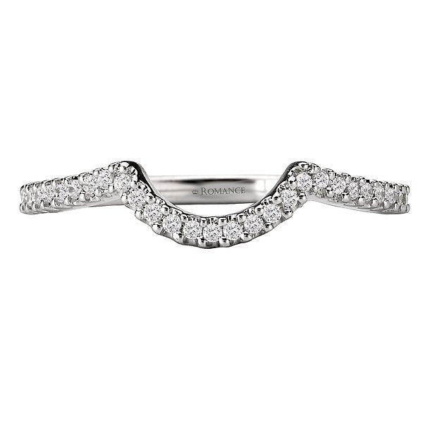 18KT White Gold 1/10 CTW Diamond Notched Curve Band 4,4.5,5,5.5,6,6.5,7,7.5,8,8.5,9