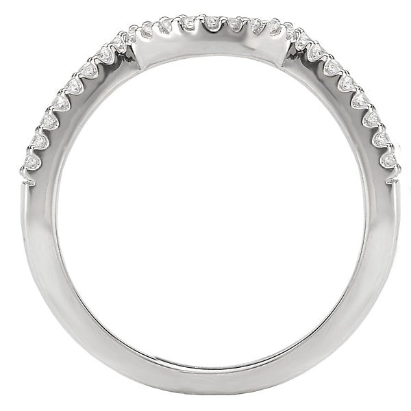 18KT White Gold 1/10 CTW Diamond Notched Curve Band 4,4.5,5,5.5,6,6.5,7,7.5,8,8.5,9