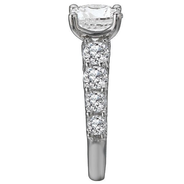 18KT White Gold 1.37 CTW Diamond Accent Setting For 2 CT Round 4,4.5,5,5.5,6,6.5,7,7.5,8,8.5,9