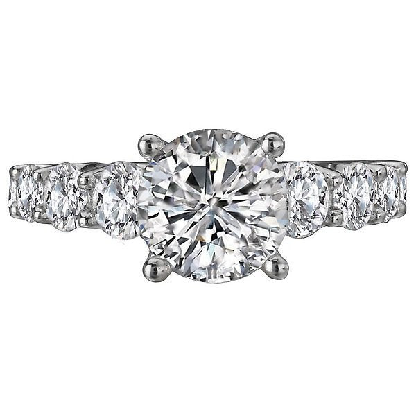 18KT White Gold 1.37 CTW Diamond Accent Setting For 2 CT Round 4,4.5,5,5.5,6,6.5,7,7.5,8,8.5,9