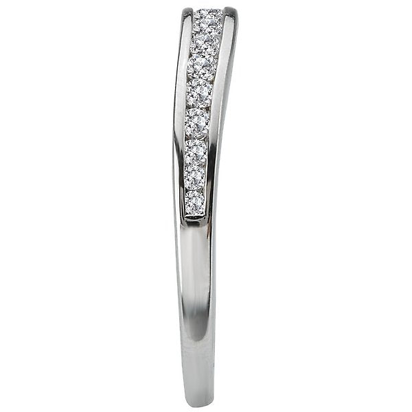 18KT White Gold 1/3 CTW Diamond Channel Set Curved Band 4,4.5,5,5.5,6,6.5,7,7.5,8,8.5,9