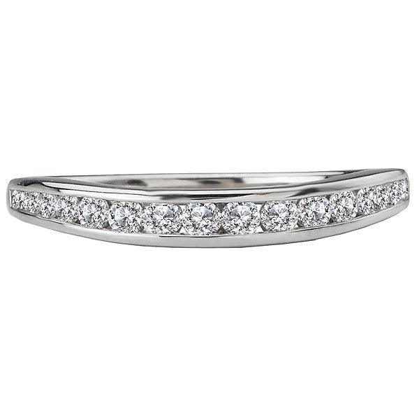18KT White Gold 1/3 CTW Diamond Channel Set Curved Band 4,4.5,5,5.5,6,6.5,7,7.5,8,8.5,9