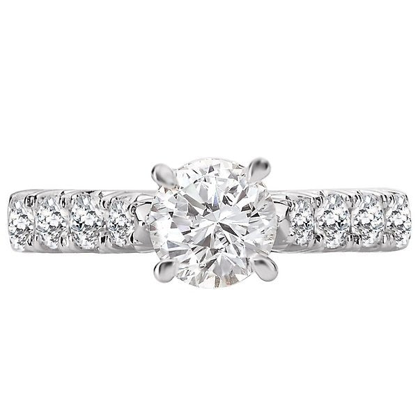 18KT White Gold 1/2 CTW Diamond French Pave Setting For 1 CT Round 4,4.5,5,5.5,6,6.5,7,7.5,8,8.5,9