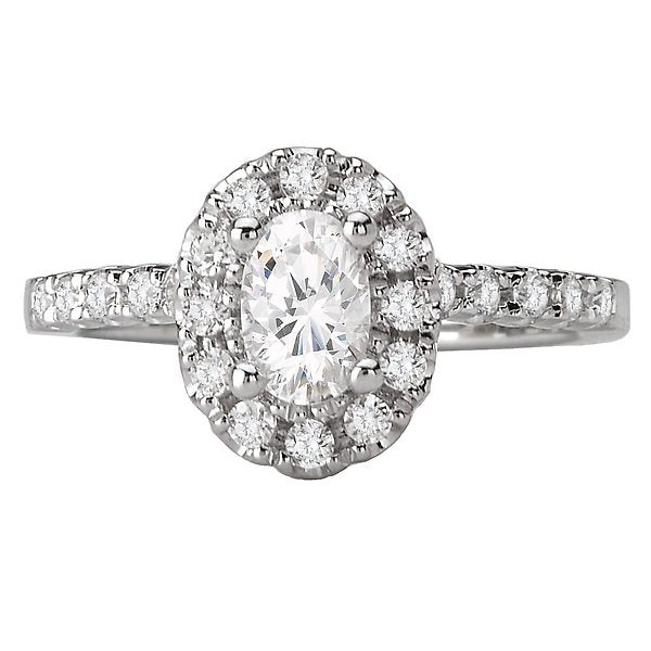 14KT WHITE GOLD 3/4 CTW DIAMOND OVAL HALO RING 4,4.5,5,5.5,6,6.5,7,7.5,8,8.5,9