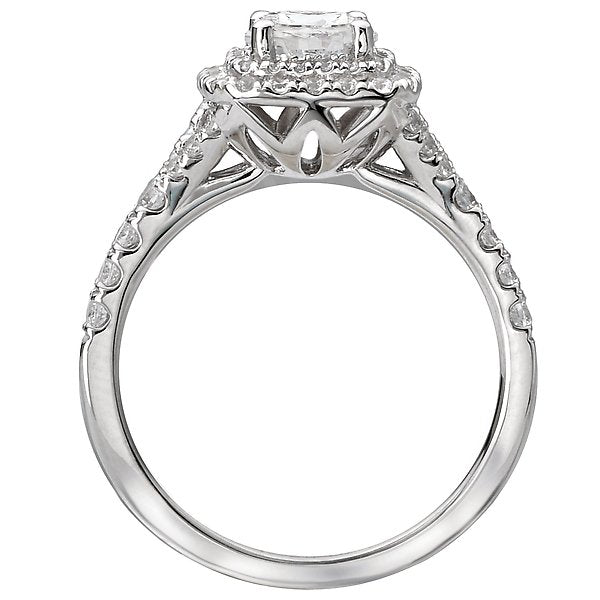 14KT WHITE GOLD 1/2 CTW DIAMOND DOUBLE CUSHION HALO SETTING FOR 1/2 CT ROUND 4,4.5,5,5.5,6,6.5,7,7.5,8,8.5,9