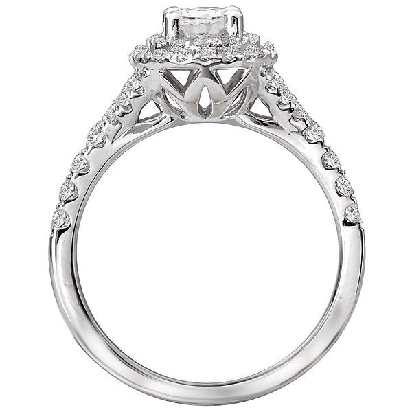 14KT WHITE GOLD 1/2 CTW DIAMOND DOUBLE OVAL HALO SETTING FOR 1/2 CT OVAL 4,4.5,5,5.5,6,6.5,7,7.5,8,8.5,9