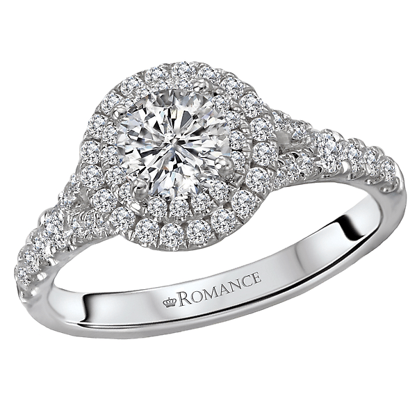 14KT White Gold 1/2 CTW Diamond Double Round Halo Setting For 1/2 CT Round 4,4.5,5,5.5,6,6.5,7,7.5,8,8.5,9