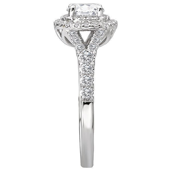 14KT White Gold 1/2 CTW Diamond Double Round Halo Setting For 3/4 CT Round 4,4.5,5,5.5,6,6.5,7,7.5,8,8.5,9