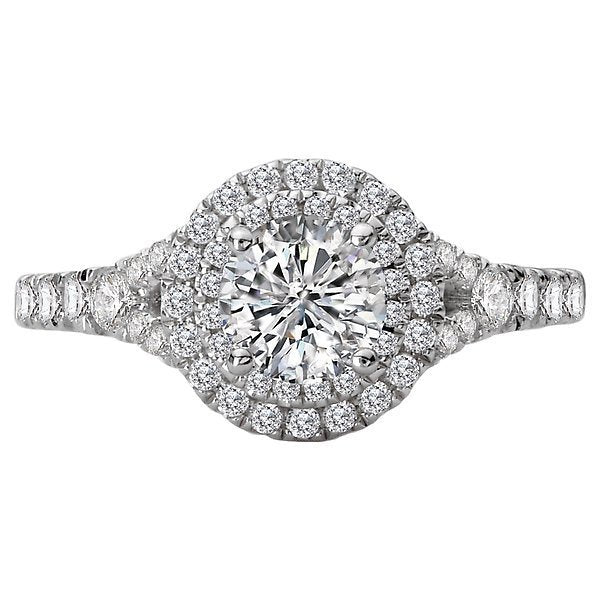 14KT White Gold 1/2 CTW Diamond Double Round Halo Setting For 1/2 CT Round 4,4.5,5,5.5,6,6.5,7,7.5,8,8.5,9