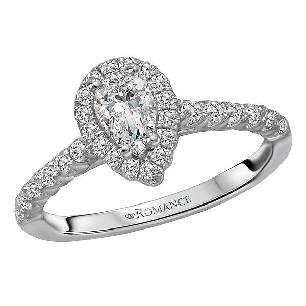 14KT WHITE GOLD 1/4 CTW DIAMOND PEAR HALO SETTING FOR 1/2 CT PEAR 4,4.5,5,5.5,6,6.5,7,7.5,8,8.5,9