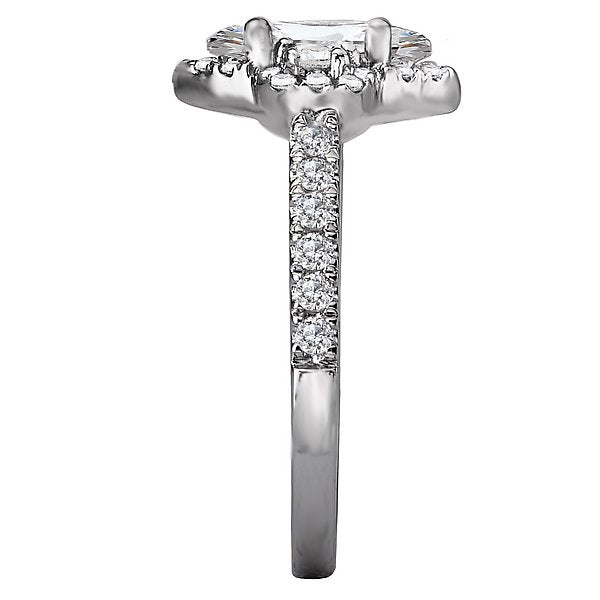 18KT White Gold 1/2 CTW Diamond Marquise Halo 3 Stone Setting For 1 CT 4,4.5,5,5.5,6,6.5,7,7.5,8,8.5,9