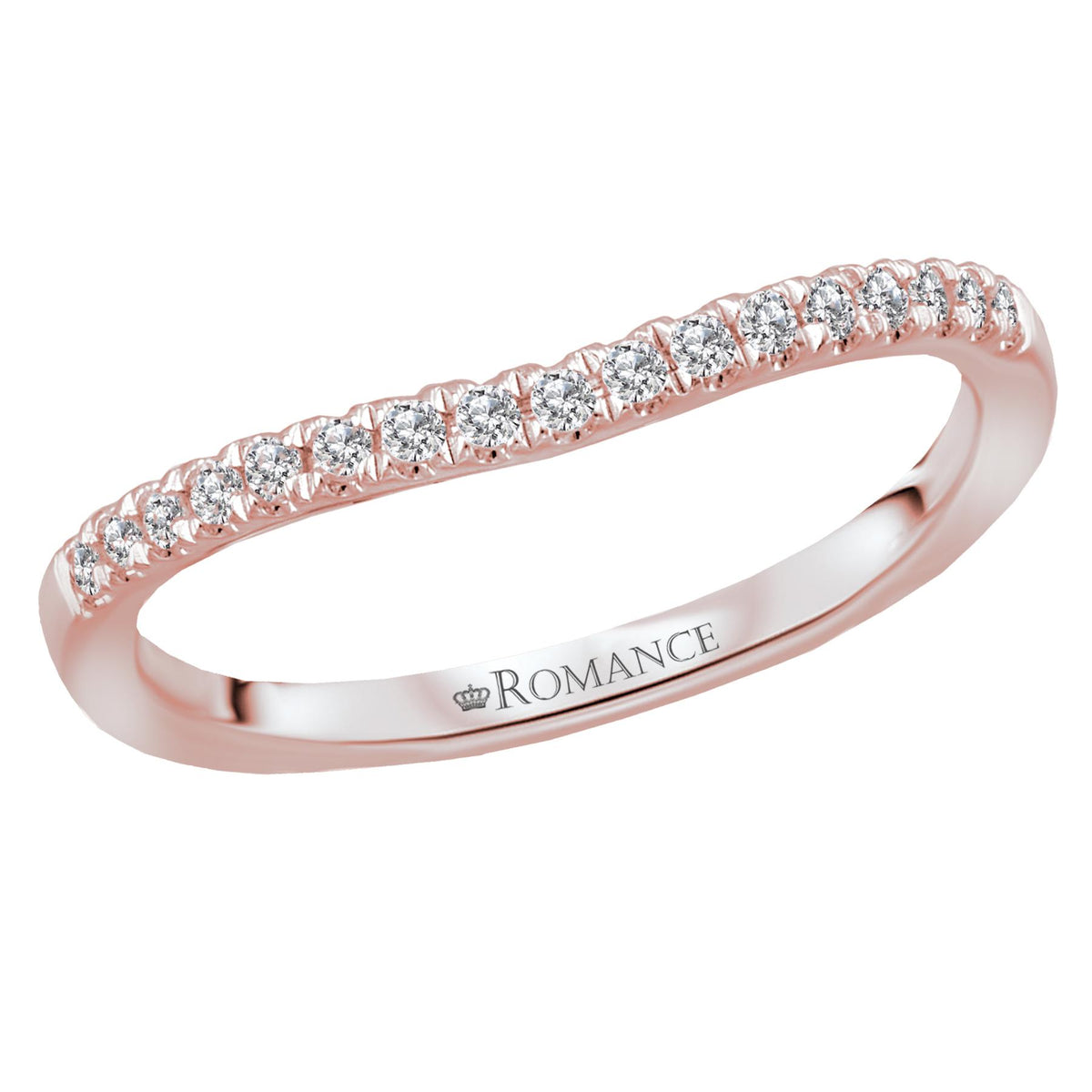 14KT Gold 1/7 CTW Round Diamond Curved 17 Stone Band Rose / 4,Rose / 4.5,Rose / 5,Rose / 5.5,Rose / 6,Rose / 6.5,Rose / 7,Rose / 7.5,Rose / 8,Rose / 8.5,Rose / 9