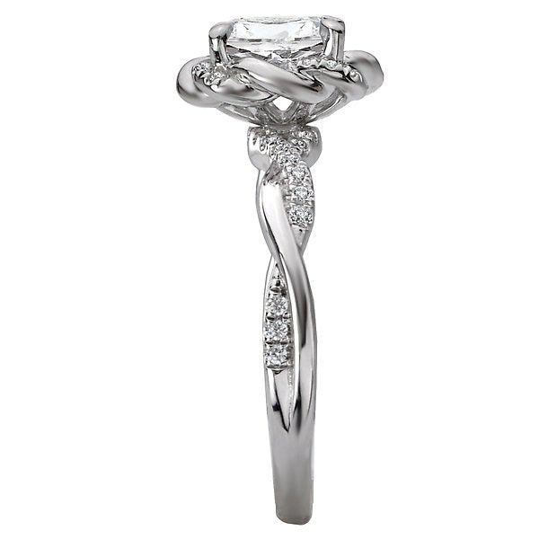 18KT White Gold 1/5 CTW Diamond Twisted Halo Setting For 1 CT 4,4.5,5,5.5,6,6.5,7,7.5,8,8.5,9