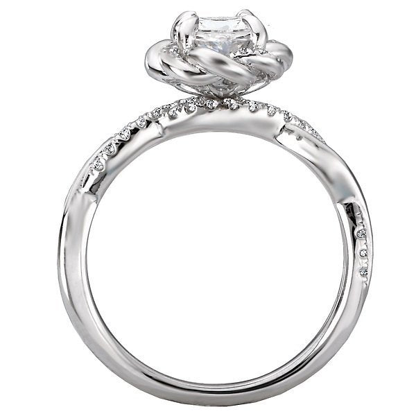 18KT White Gold 1/5 CTW Diamond Twisted Halo Setting For 1 CT 4,4.5,5,5.5,6,6.5,7,7.5,8,8.5,9