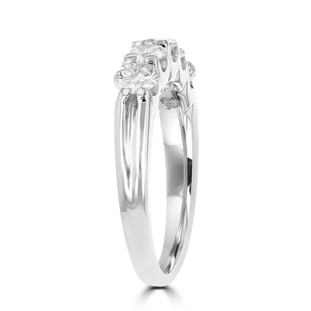 14KT WHITE GOLD 1.00 CTW DIAMOND FIVE STONE BAND 4,4.5,5,5.5,6,6.5,7,7.5,8,8.5,9