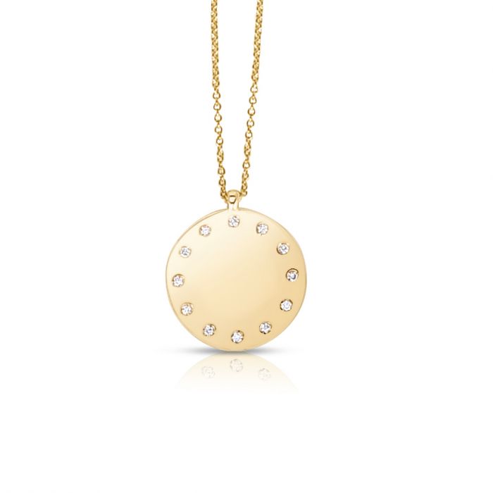 EMILIQUE 14KT YELLOW GOLD SMALL DIAMOND DIAL NECKLACE