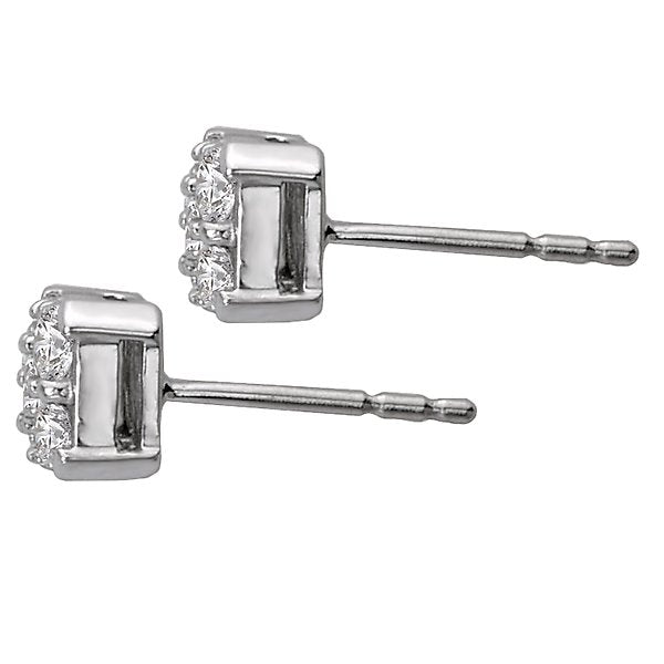 14KT White Gold 1/2 CTW Diamond Emerald Cluster Earrings