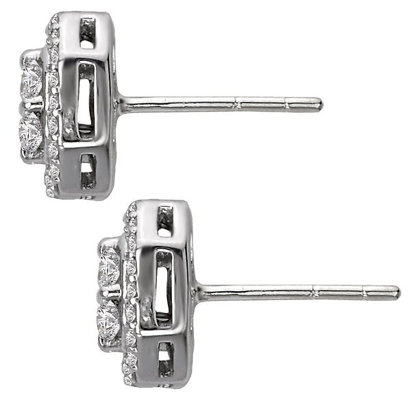 14KT White Gold 1 CTW Diamond Octagon Cluster Halo Earrings