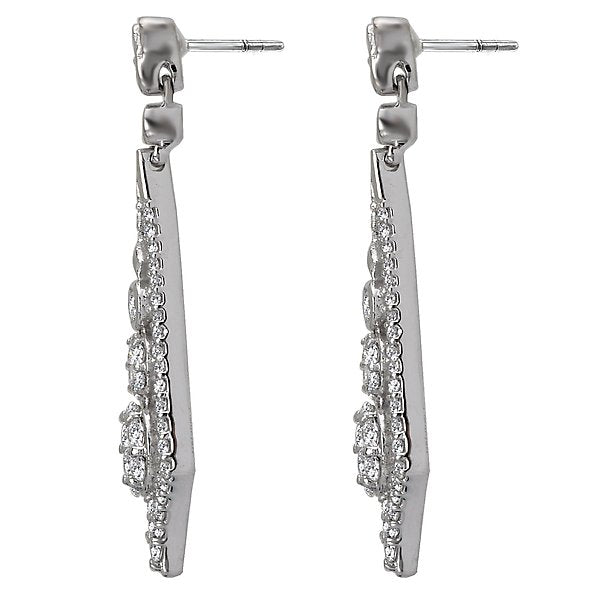 14KT White Gold 1.10 CTW Diamond Fancy Dangle Earrings