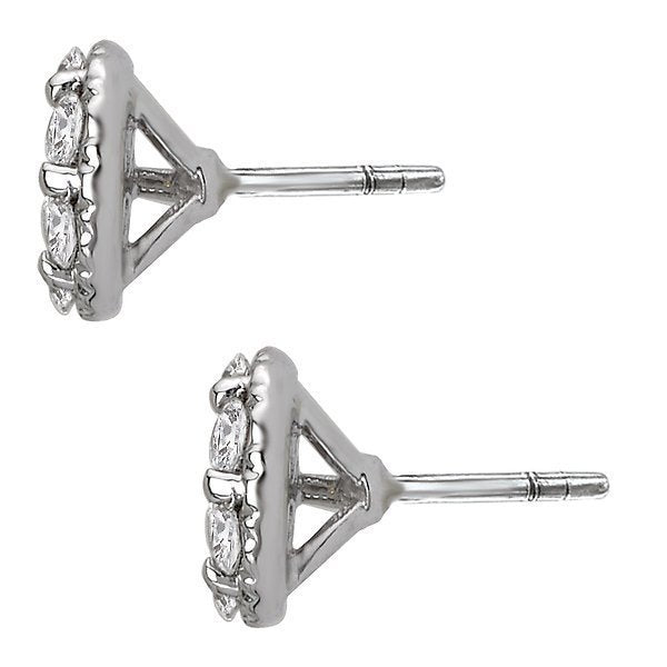 14KT White Gold 3/4 CTW Diamond Cluster Stud Earrings