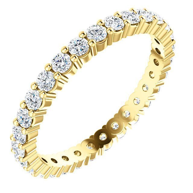 14KT Gold 7/8 CTW Diamond Shared Prong Eternity Band 4 (.75 CTW) / Yellow,4.5 (.78 CTW) / Yellow,5 (.78 CTW) / Yellow,5.5 (.81 CTW) / Yellow,6 (.81 CTW) / Yellow,6.5 (.84 CTW) / Yellow,7 (.87 CTW) / Yellow,7.5 (.87 CTW) / Yellow,8 (.90 CTW) / Yellow