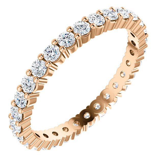 14KT Gold 7/8 CTW Diamond Shared Prong Eternity Band 4 (.75 CTW) / Rose,4.5 (.78 CTW) / Rose,5 (.78 CTW) / Rose,5.5 (.81 CTW) / Rose,6 (.81 CTW) / Rose,6.5 (.84 CTW) / Rose,7 (.87 CTW) / Rose,7.5 (.87 CTW) / Rose,8 (.90 CTW) / Rose