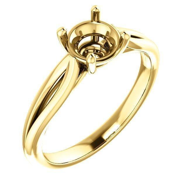 14KT Yellow Gold Cathedral Split Shank Solitaire Setting For Any