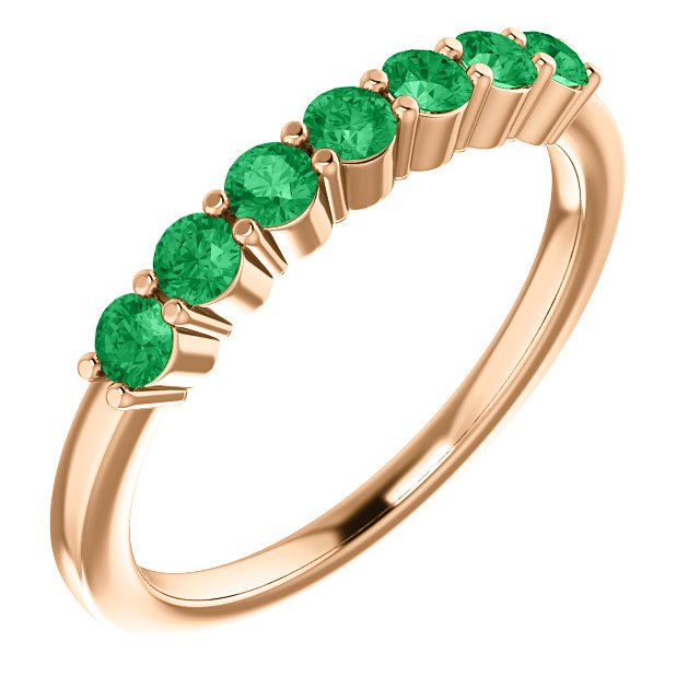 14KT GOLD 0.42 CTW EMERALD SHARED PRONG 7 STONE RING 4 / Rose,4.5 / Rose,5 / Rose,5.5 / Rose,6 / Rose,6.5 / Rose,7 / Rose,7.5 / Rose,8 / Rose,8.5 / Rose,9 / Rose