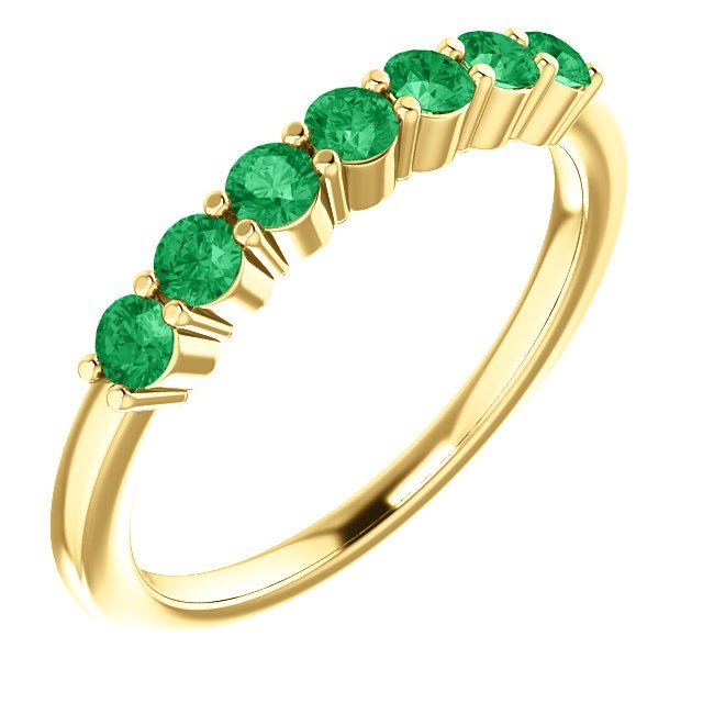 14KT GOLD 0.42 CTW EMERALD SHARED PRONG 7 STONE RING 4 / Yellow,4.5 / Yellow,5 / Yellow,5.5 / Yellow,6 / Yellow,6.5 / Yellow,7 / Yellow,7.5 / Yellow,8 / Yellow,8.5 / Yellow,9 / Yellow