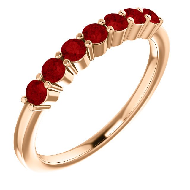 14KT GOLD 0.56 CTW RUBY SHARED PRONG 7 STONE RING 4 / Rose,4.5 / Rose,5 / Rose,5.5 / Rose,6 / Rose,6.5 / Rose,7 / Rose,7.5 / Rose,8 / Rose,8.5 / Rose,9 / Rose