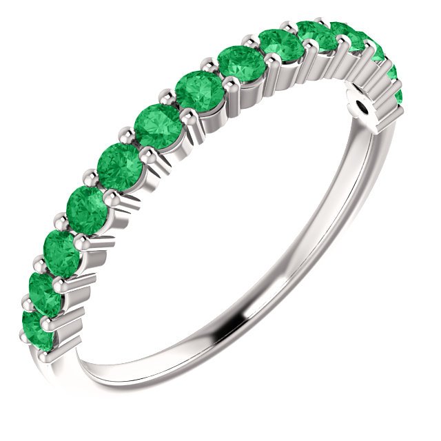 14KT Gold 0.56 CTW Round Emerald Shared Prong Ring 4 / White,4.5 / White,5 / White,5.5 / White,6 / White,6.5 / White,7 / White,7.5 / White,8 / White,8.5 / White,9 / White