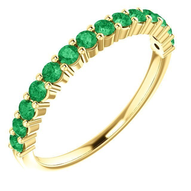 14KT Gold 0.56 CTW Round Emerald Shared Prong Ring 4 / Yellow,4.5 / Yellow,5 / Yellow,5.5 / Yellow,6 / Yellow,6.5 / Yellow,7 / Yellow,7.5 / Yellow,8 / Yellow,8.5 / Yellow,9 / Yellow