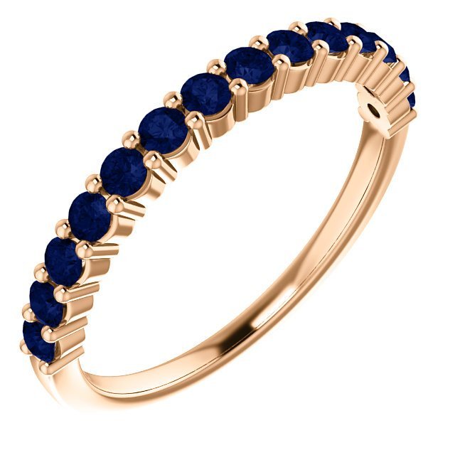 14KT GOLD 0.70 CTW ROUND BLUE SAPPHIRE SHARED PRONG BAND 4 / Rose,4.5 / Rose,5 / Rose,5.5 / Rose,6 / Rose,6.5 / Rose,7 / Rose,7.5 / Rose,8 / Rose,8.5 / Rose,9 / Rose