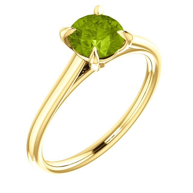 14KT GOLD 0.95 CT ROUND PERIDOT SOLITAIRE RING 4 / Yellow,4.5 / Yellow,5 / Yellow,5.5 / Yellow,6 / Yellow,6.5 / Yellow,7 / Yellow,7.5 / Yellow,8 / Yellow,8.5 / Yellow,9 / Yellow