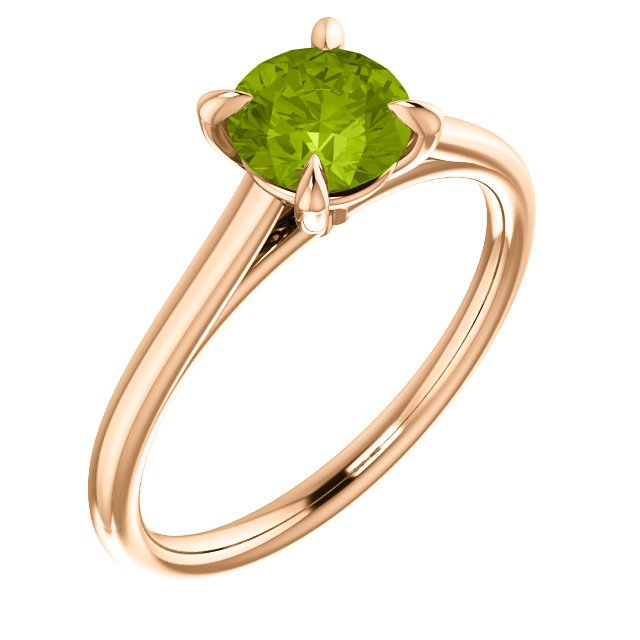 14KT GOLD 0.95 CT ROUND PERIDOT SOLITAIRE RING 4 / Rose,4.5 / Rose,5 / Rose,5.5 / Rose,6 / Rose,6.5 / Rose,7 / Rose,7.5 / Rose,8 / Rose,8.5 / Rose,9 / Rose