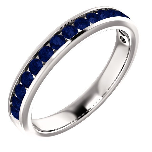14KT GOLD 0.80 CTW BLUE SAPPHIRE CHANNEL-SET BAND 4 / White,4.5 / White,5 / White,5.5 / White,6 / White,6.5 / White,7 / White,7.5 / White,8 / White,8.5 / White,9 / White