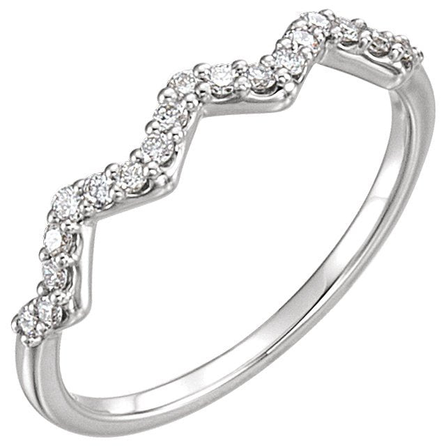 Sterling Silver 1/5 CTW Diamond Wavy Stackable Ring 4,4.5,5,5.5,6,6.5,7,7.5,8,8.5,9